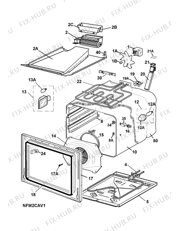 Взрыв-схема плиты (духовки) Voss Electrolux ELK62320HV >>>737... - Схема узла H10 Main Oven Cavity (large)